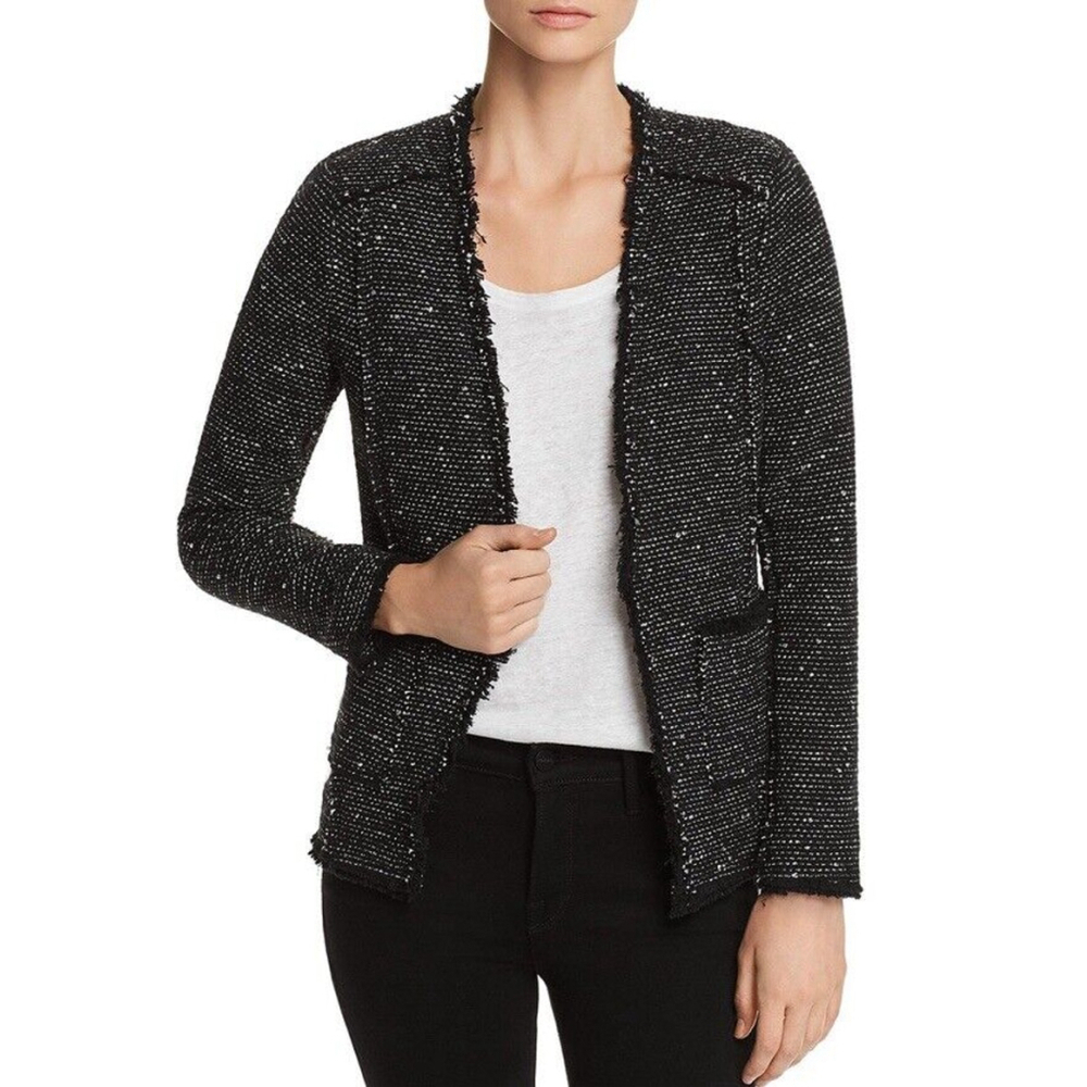 Rebecca Taylor Open Front Tweed Fringe Jacket Size 8